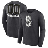 Charcoal Seattle Mariners Personalized Monochrome Name & Number Long Sleeve T-Shirt