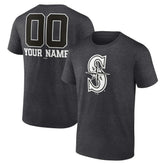 Charcoal Seattle Mariners Personalized Monochrome Name & Number T-Shirt