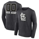 Charcoal St. Louis Cardinals Personalized Monochrome Name & Number Long Sleeve T-Shirt