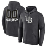 Charcoal Tampa Bay Rays Personalized Monochrome Name & Number Pullover Hoodie