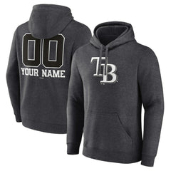 Charcoal Tampa Bay Rays Personalized Monochrome Name & Number Pullover Hoodie