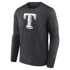 Charcoal Texas Rangers Personalized Monochrome Name & Number Long Sleeve T-Shirt