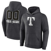 Charcoal Texas Rangers Personalized Monochrome Name & Number Pullover Hoodie