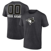Charcoal Toronto Blue Jays Personalized Monochrome Name & Number T-Shirt
