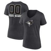 Charcoal Toronto Blue Jays Women's Personalized Monochrome Name & Number V-Neck T-Shirt