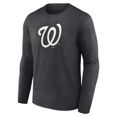 Charcoal Washington Nationals Personalized Monochrome Name & Number Long Sleeve T-Shirt