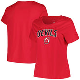 NHL New Jersey Devils Profile Women's Plus Size Arch Over Logo T-Shirt