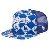 Royal Los Angeles Dodgers New Era Seeing Diamonds A-Frame Trucker 9FIFTY Snapback Hat