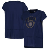 Navy Milwaukee Brewers G-III 4Her by Carl Banks Women's Cheer Fashion T-Shirt