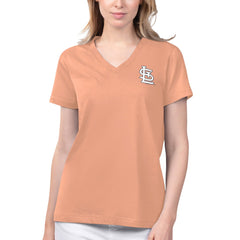 Coral St. Louis Cardinals Margaritaville Women's Game Time V-Neck T-Shirt