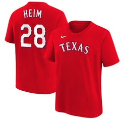 Red Jonah Heim Texas Rangers Nike Youth Name & Number T-Shirt