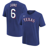Royal Josh Jung Texas Rangers Nike Youth Name & Number T-Shirt