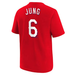 Red Josh Jung Texas Rangers Nike Youth Name & Number T-Shirt