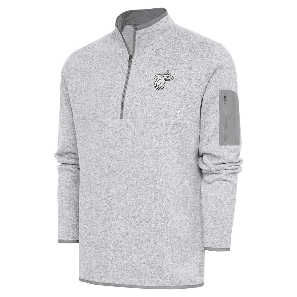 Miami Heat Antigua Metallic Logo Fortune Quarter-Zip Jacket