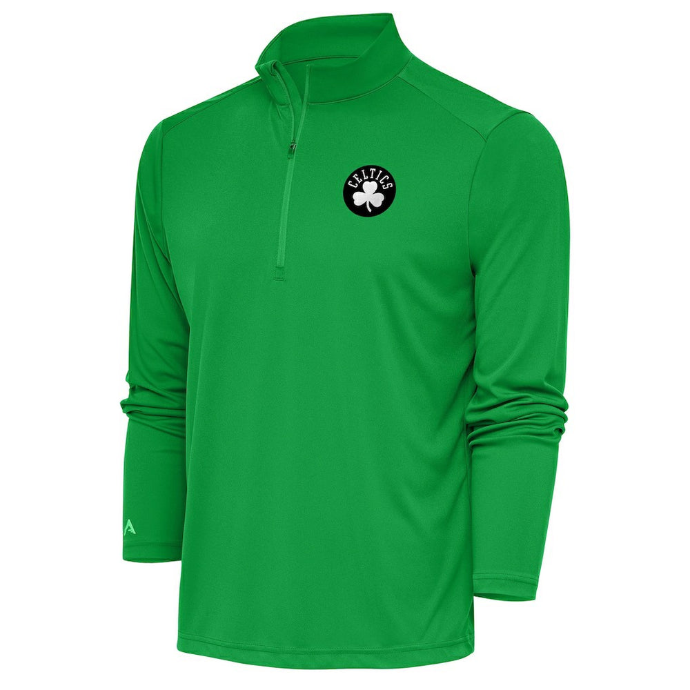 Boston Celtics Antigua Metallic Logo Tribute Quarter-Zip Top