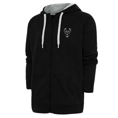 Milwaukee Bucks Antigua Metallic Logo Victory Raglan Full-Zip Hoodie