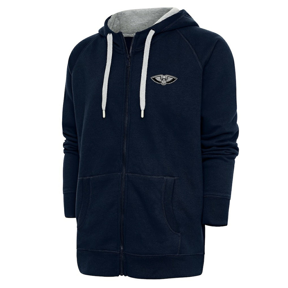 New Orleans Pelicans Antigua Metallic Logo Victory Raglan Full-Zip Hoodie