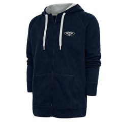 New Orleans Pelicans Antigua Metallic Logo Victory Raglan Full-Zip Hoodie