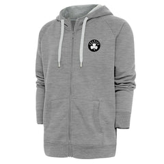 Boston Celtics Antigua Metallic Logo Victory Raglan Full-Zip Hoodie