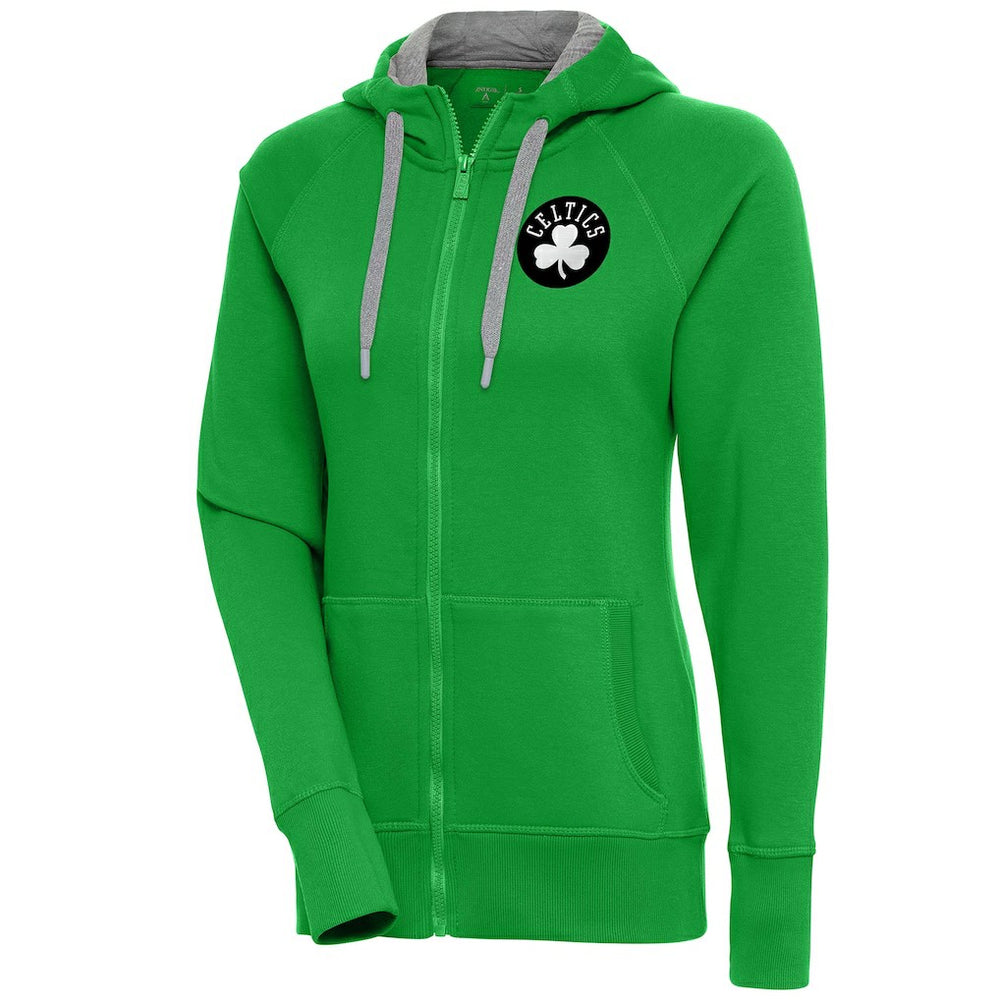 Boston Celtics Antigua Women's Brushed Metallic Victory Full-Zip Hoodie - Kelly Green shop