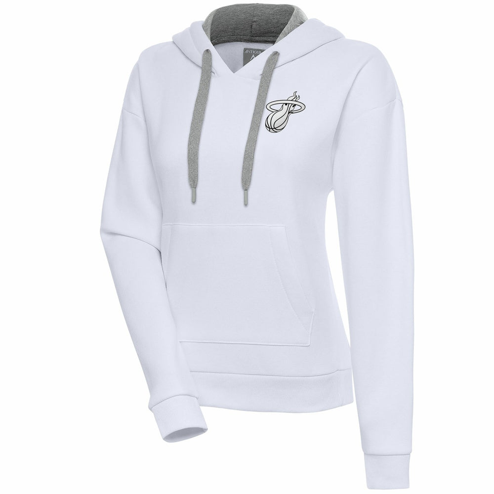 Miami Heat Antigua Women's Brushed Metallic Victory Pullover Hoodie - White on sale