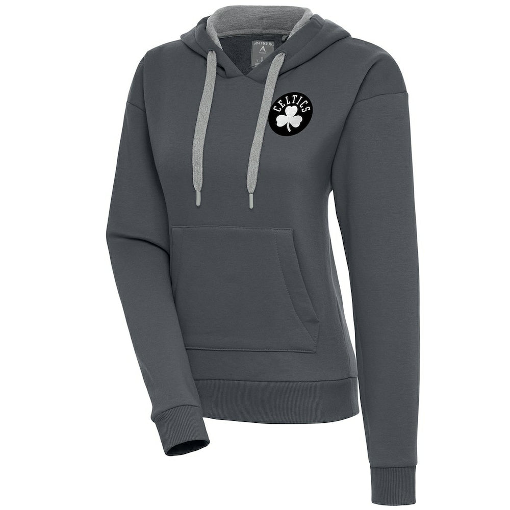 Boston Celtics Antigua Women's Brushed Metallic Victory Pullover Hoodie - Charcoal outlet