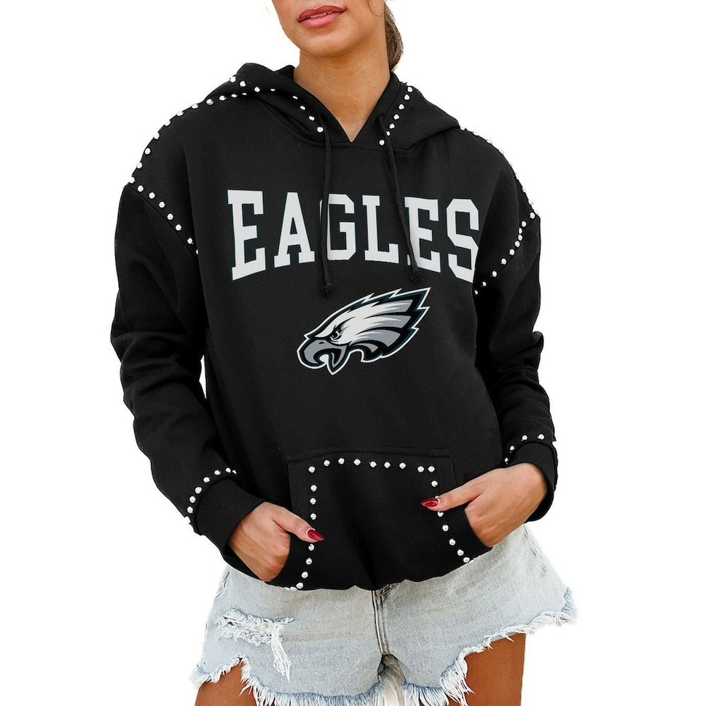 Gameday Couture Women's Oversized Catch the Vibe Studded Pullover Hoodie - Philadelphia Eagles Hoodies