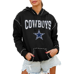 Gameday Couture Women's Oversized Catch the Vibe Studded Pullover Hoodie - Dallas Cowboys Hoodies