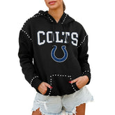 Gameday Couture Women's Oversized Catch the Vibe Studded Pullover Hoodie - Indianapolis Colts Hoodies