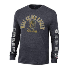 NHL Vegas Golden Knights Champion Multi-Logo Tri-Blend Long Sleeve T-Shirt
