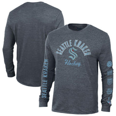 NHL Seattle Kraken Champion Multi-Logo Tri-Blend Long Sleeve T-Shirt