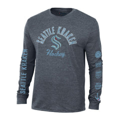 NHL Seattle Kraken Champion Multi-Logo Tri-Blend Long Sleeve T-Shirt