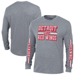 NHL Detroit Red Wings Champion Tri-Blend Dual-Stripe Long Sleeve T-Shirt