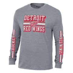 NHL Detroit Red Wings Champion Tri-Blend Dual-Stripe Long Sleeve T-Shirt