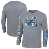 NHL St. Louis Blues Champion Tri-Blend Dual-Stripe Long Sleeve T-Shirt