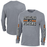 NHL Philadelphia Flyers Champion Tri-Blend Dual-Stripe Long Sleeve T-Shirt