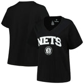Brooklyn Nets Profile Women's Plus Size Arch Over Logo V-Neck T-Shirt