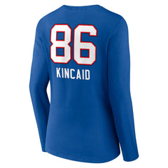 Dalton Kincaid Women's Team Wordmark Player Name & Number Long Sleeve V-Neck T-Shirt - Buffalo Bills T-shirts