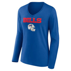Dawson Knox Women's Team Wordmark Player Name & Number Long Sleeve V-Neck T-Shirt - Buffalo Bills T-shirts