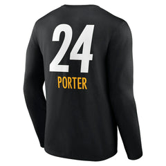 Joey Porter Jr. Team Wordmark Player Name & Number Long Sleeve T-Shirt - Pittsburgh Steelers T-shirts
