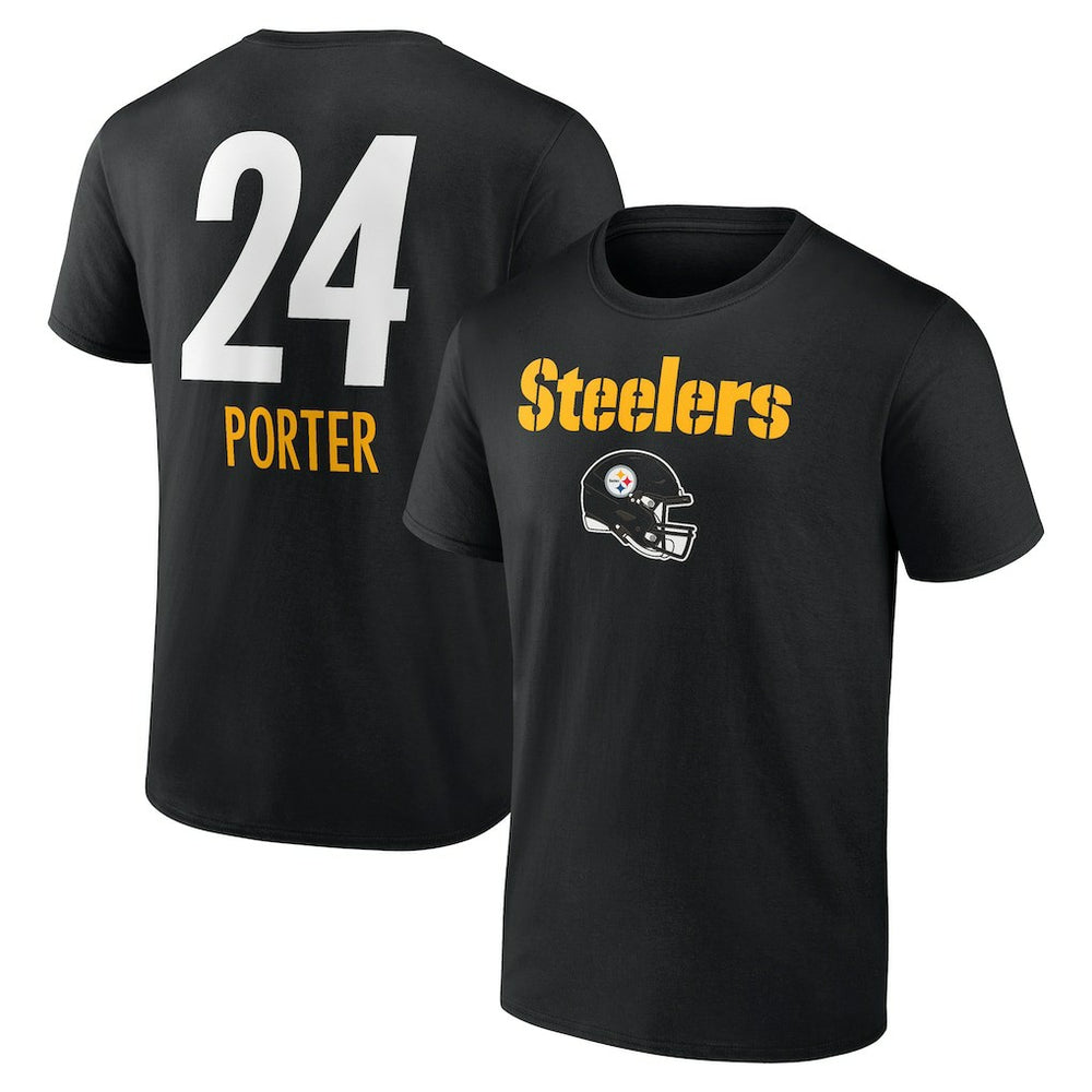 Joey Porter Jr. Team Wordmark Player Name & Number T-Shirt - Pittsburgh Steelers T-shirts