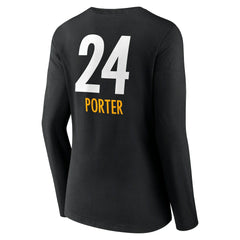 Joey Porter Jr. Women's Team Wordmark Player Name & Number Long Sleeve V-Neck T-Shirt - Pittsburgh Steelers T-shirts