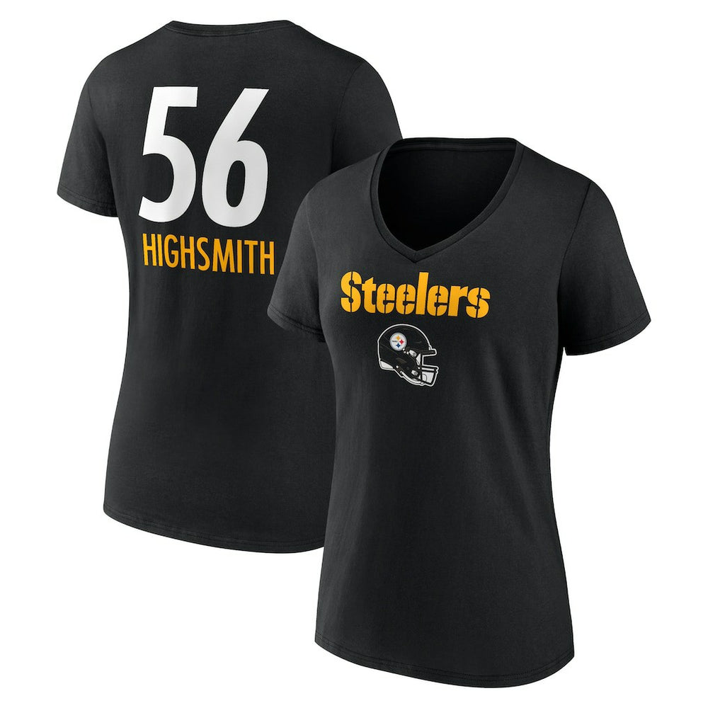 Alex Highsmith Women's Team Wordmark Player Name & Number V-Neck T-Shirt - Pittsburgh Steelers T-shirts