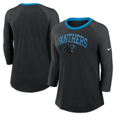Women's 3/4 Sleeve Raglan Fashion Top - Carolina Panthers Tops