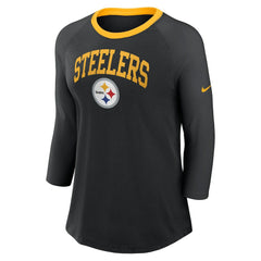Women's 3/4 Sleeve Raglan Fashion Top - Pittsburgh Steelers Tops