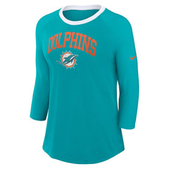 Women's 3/4 Sleeve Raglan Fashion Top - Miami Dolphins Tops