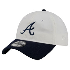 Cream Atlanta Braves New Era Leather Strap 9TWENTY Adjustable Hat