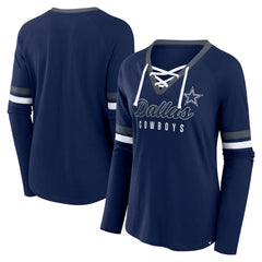 Women's Won and Done Lace-Up Long Sleeve Fashion Top - Dallas Cowboys Tops