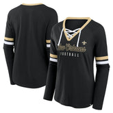 Women's Won and Done Lace-Up Long Sleeve Fashion Top - New Orleans Saints Tops