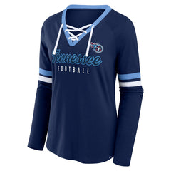 Women's Won and Done Lace-Up Long Sleeve Fashion Top - Tennessee Titans Tops